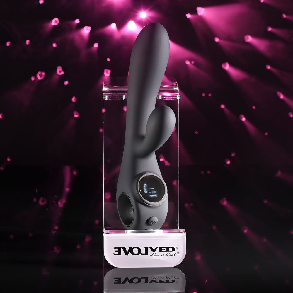 Evolved Black Magic Black 20 Cm Usb Rechargeable Rabbit Vibrator With Led Screen