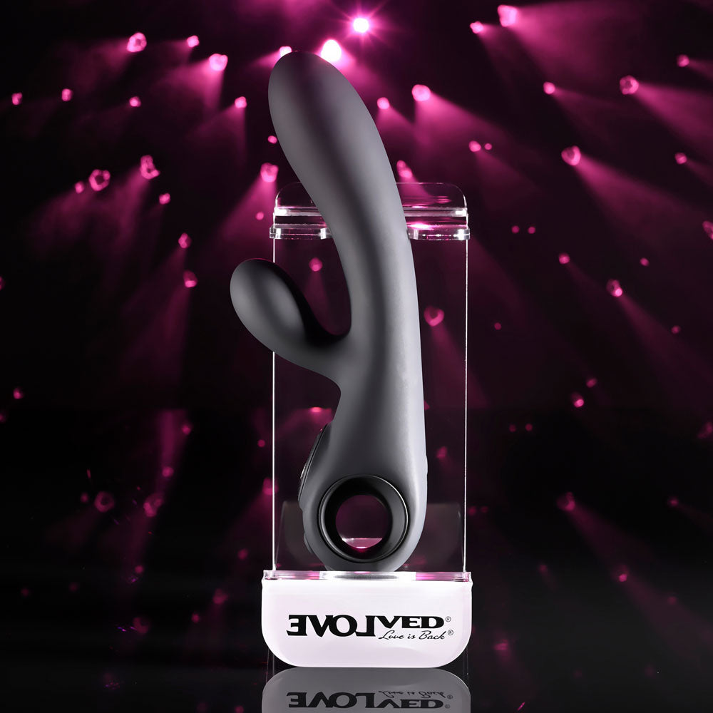 Evolved Black Magic Black 20 Cm Usb Rechargeable Rabbit Vibrator With Led Screen