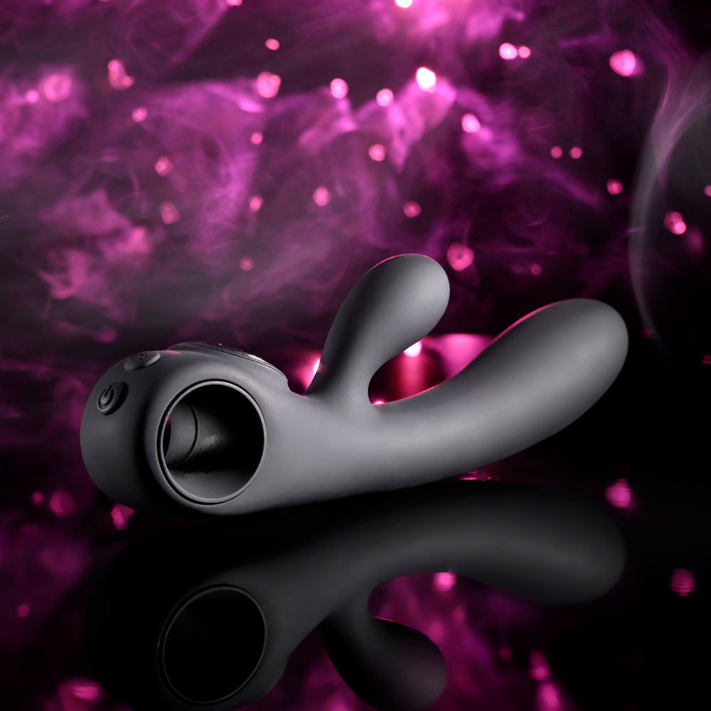 Evolved Black Magic Black 20 Cm Usb Rechargeable Rabbit Vibrator With Led Screen
