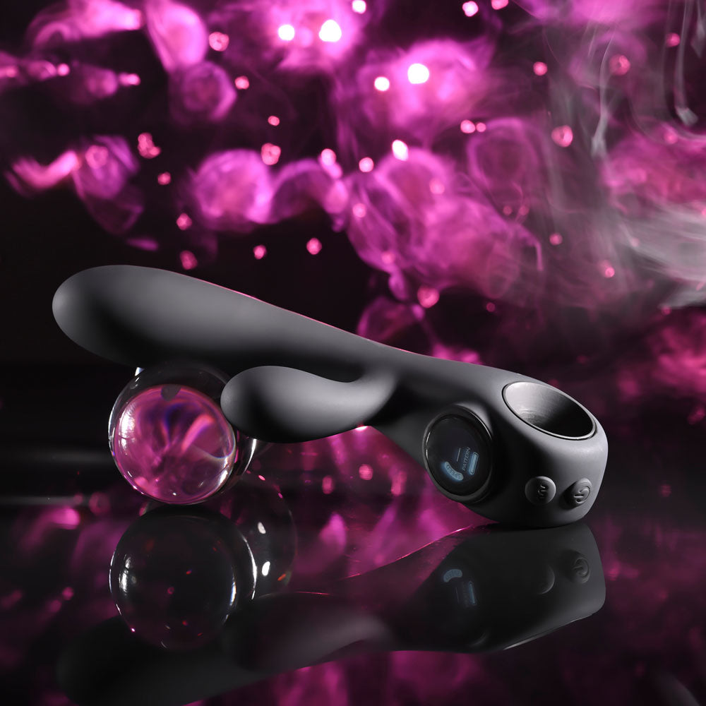 Evolved Black Magic Black 20 Cm Usb Rechargeable Rabbit Vibrator With Led Screen