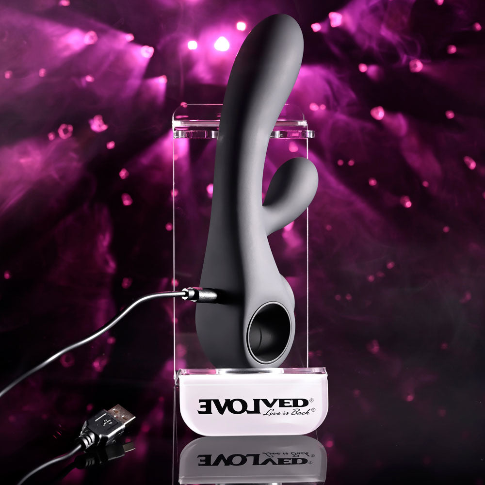 Evolved Black Magic Black 20 Cm Usb Rechargeable Rabbit Vibrator With Led Screen