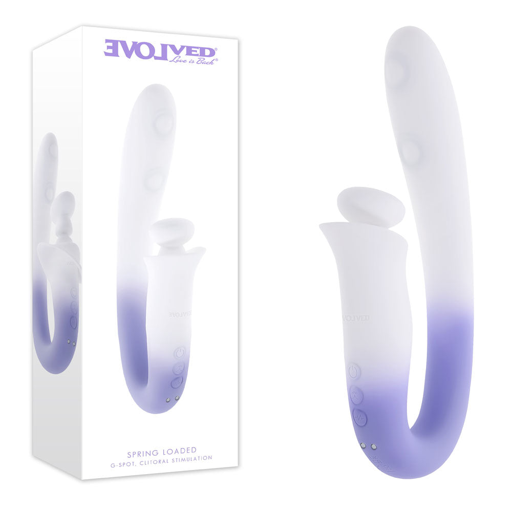 Evolved Spring Loaded White/Purple 23 Cm Usb Rechargeable Multi Tapping Vibrator