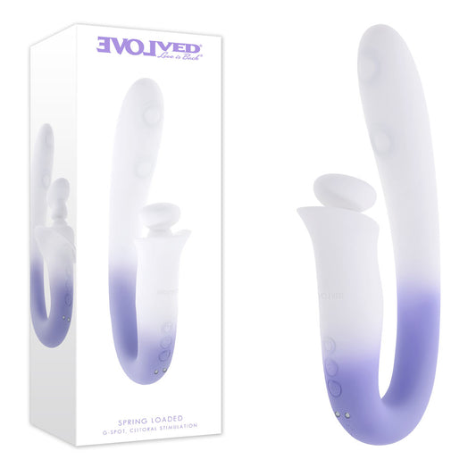 Evolved Spring Loaded White/Purple 23 Cm Usb Rechargeable Multi Tapping Vibrator