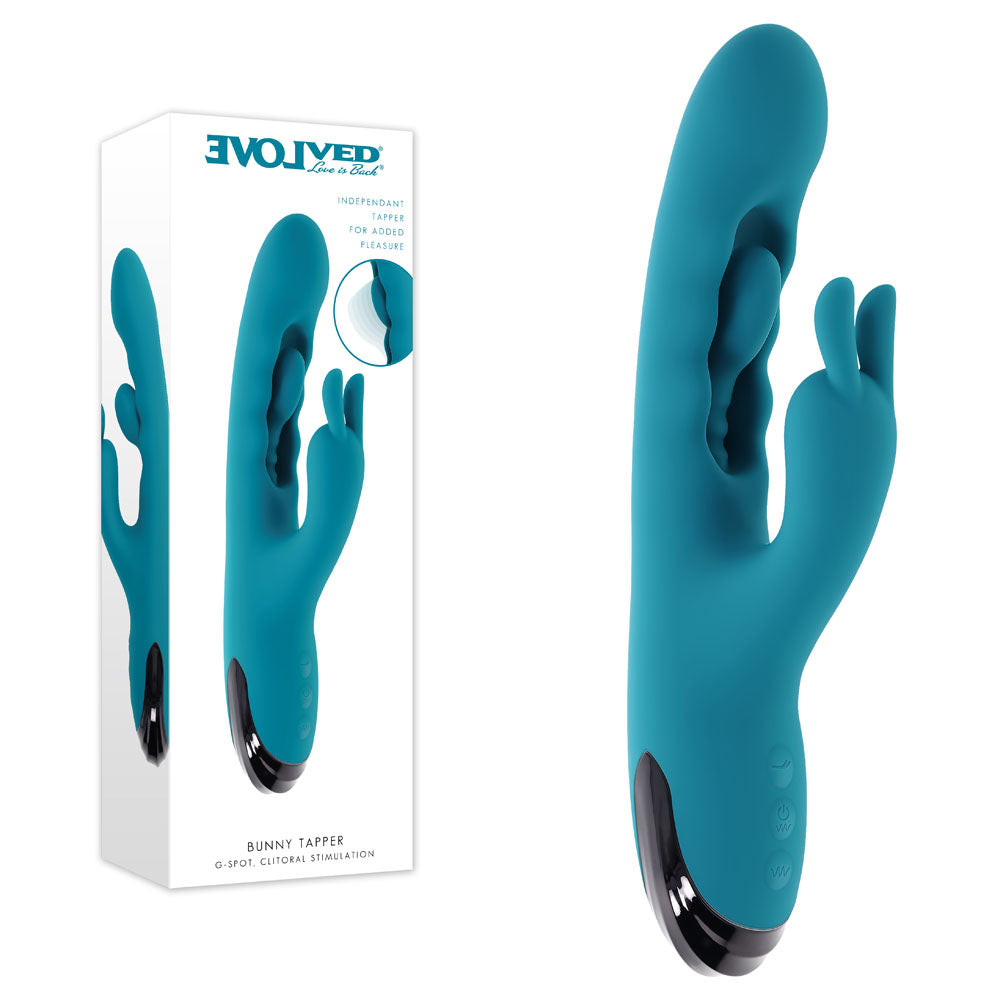 Evolved Bunny Tapper Blue 20 Cm Usb Rechargeable Rabbit Vibrator With Flicking Shaft