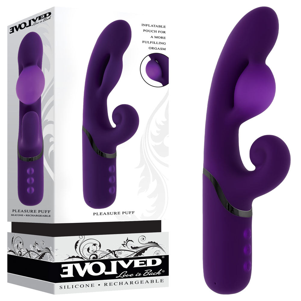 Evolved Pleasure Puff Purple 24.1 Cm Usb Rechargeable Inflatable Rabbit Vibrator