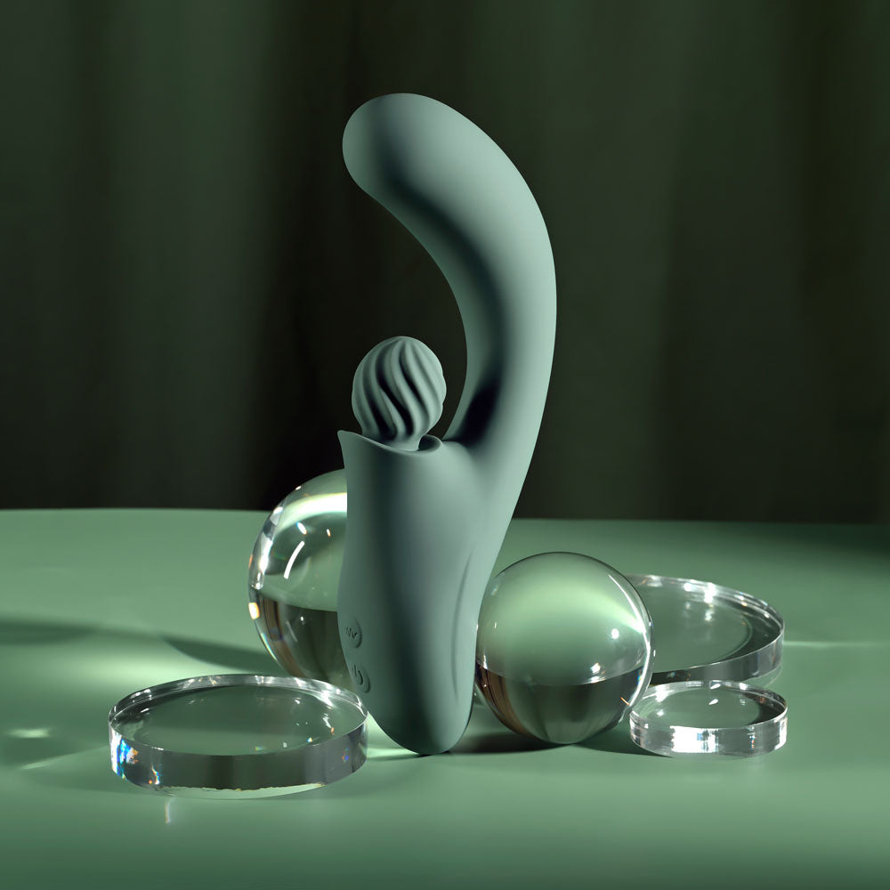Evolved Spiral Charm Green 18 Cm Usb Rechargeable Rabbit Vibrator