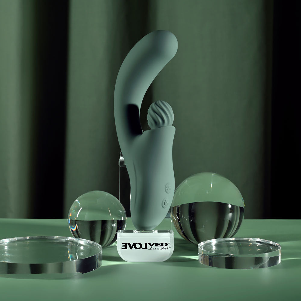 Evolved Spiral Charm Green 18 Cm Usb Rechargeable Rabbit Vibrator