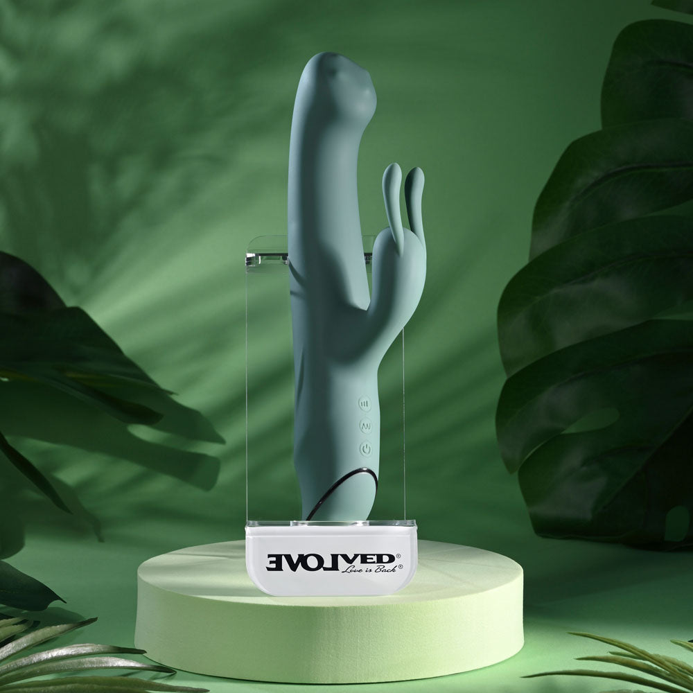 Evolved Satin Swirl Green 23 Cm Usb Rechargeable Rabbit Vibrator With Swirling Head