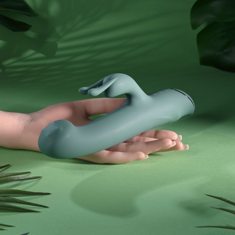 Evolved Satin Swirl Green 23 Cm Usb Rechargeable Rabbit Vibrator With Swirling Head