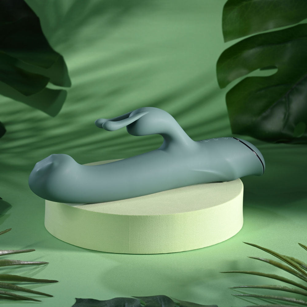 Evolved Satin Swirl Green 23 Cm Usb Rechargeable Rabbit Vibrator With Swirling Head