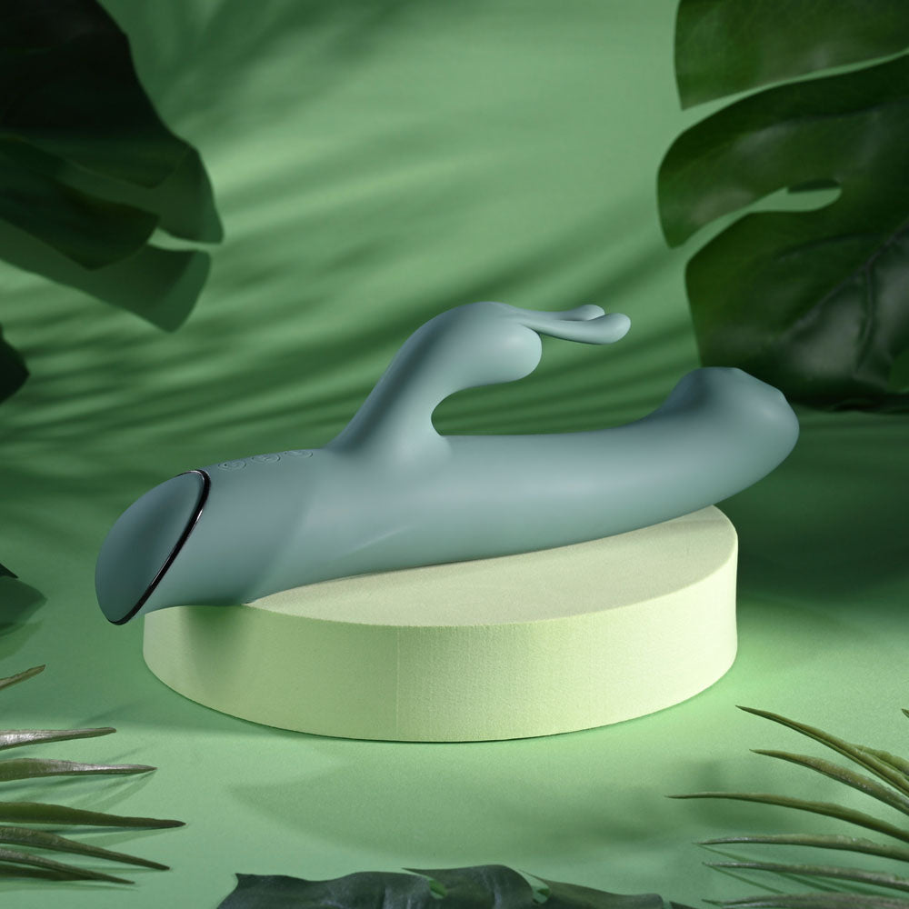Evolved Satin Swirl Green 23 Cm Usb Rechargeable Rabbit Vibrator With Swirling Head