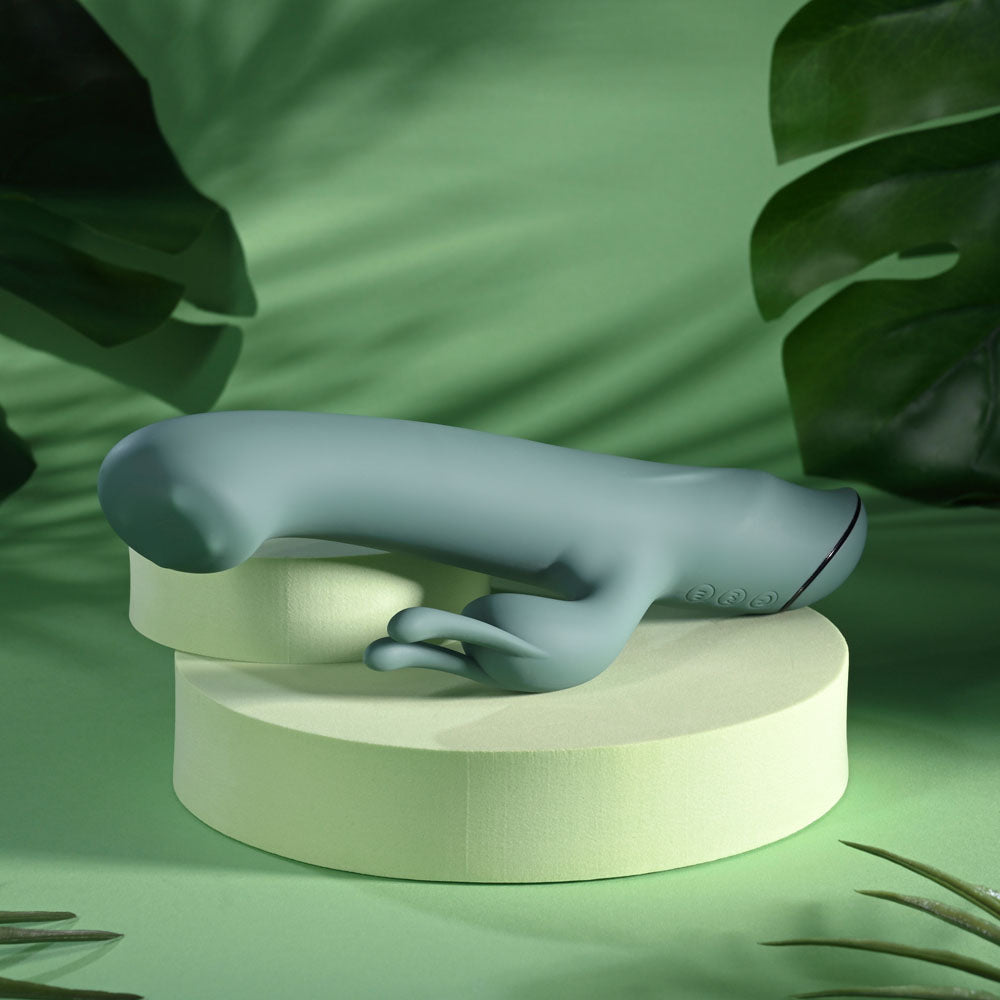 Evolved Satin Swirl Green 23 Cm Usb Rechargeable Rabbit Vibrator With Swirling Head