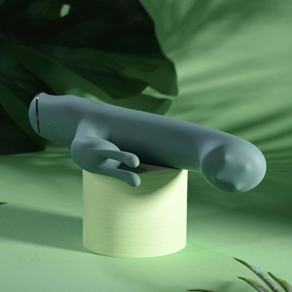 Evolved Satin Swirl Green 23 Cm Usb Rechargeable Rabbit Vibrator With Swirling Head