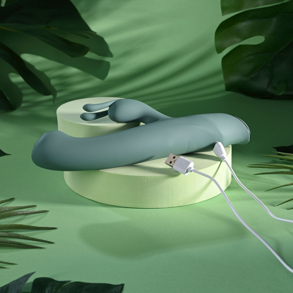 Evolved Satin Swirl Green 23 Cm Usb Rechargeable Rabbit Vibrator With Swirling Head