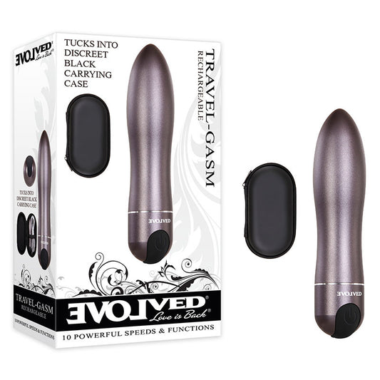 Evolved Travel Gasm Gray 9 Cm Usb Rechargeable Bullet With Travel Case