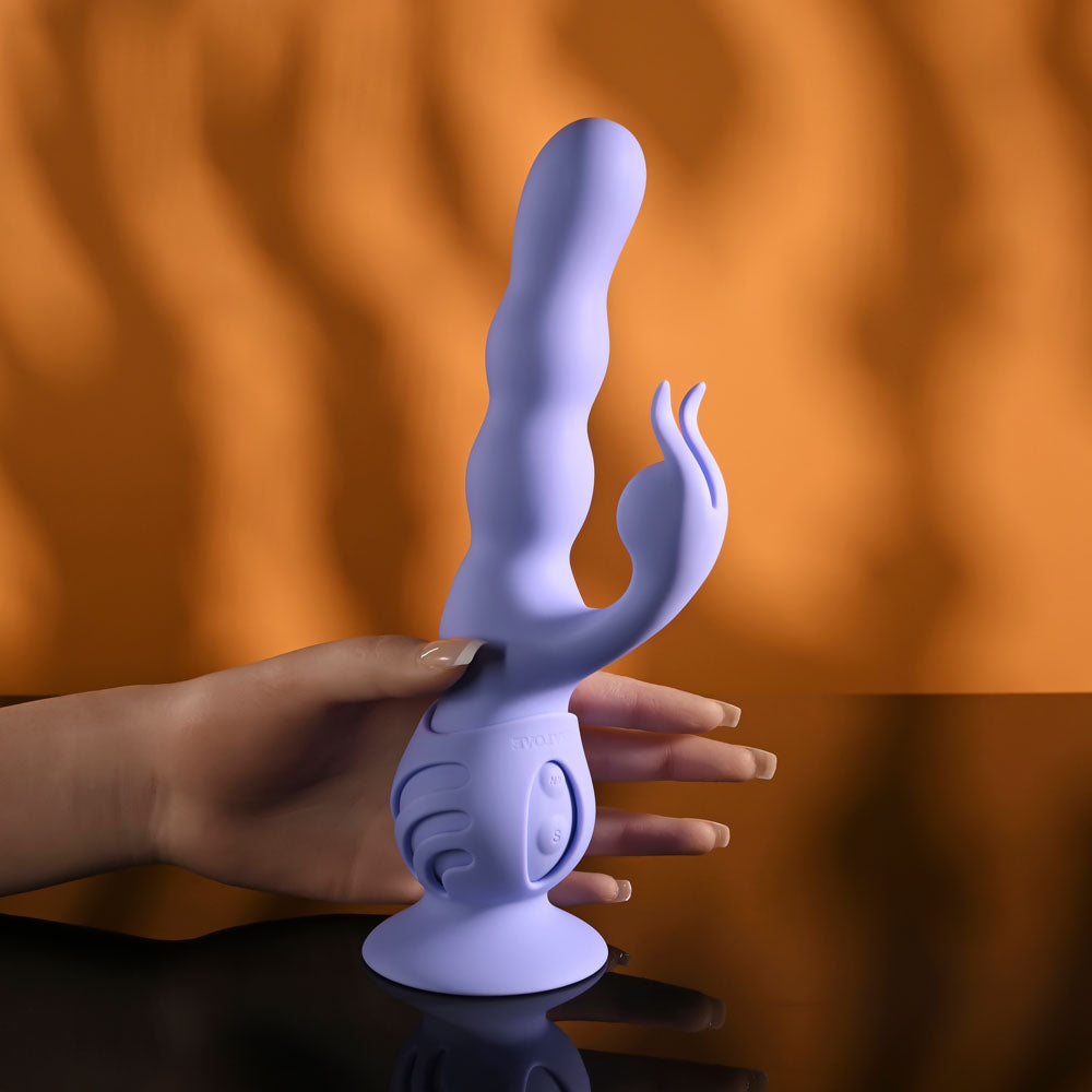 Evolved Wiggly Bunny Purple Usb Rechargeable Rabbit Vibrator With Suction Base