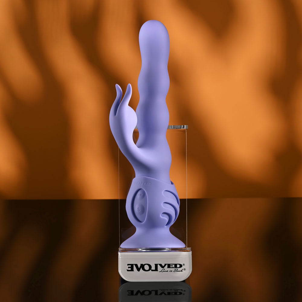 Evolved Wiggly Bunny Purple Usb Rechargeable Rabbit Vibrator With Suction Base