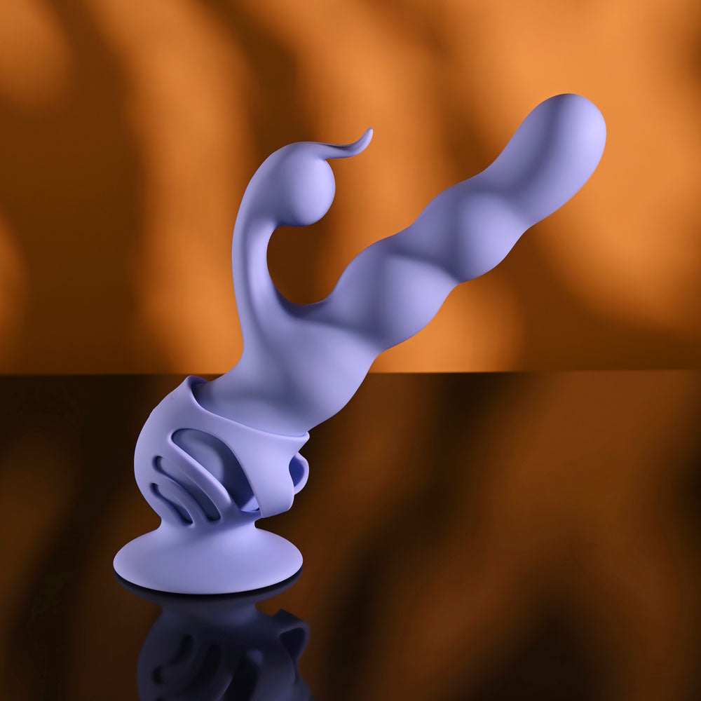 Evolved Wiggly Bunny Purple Usb Rechargeable Rabbit Vibrator With Suction Base