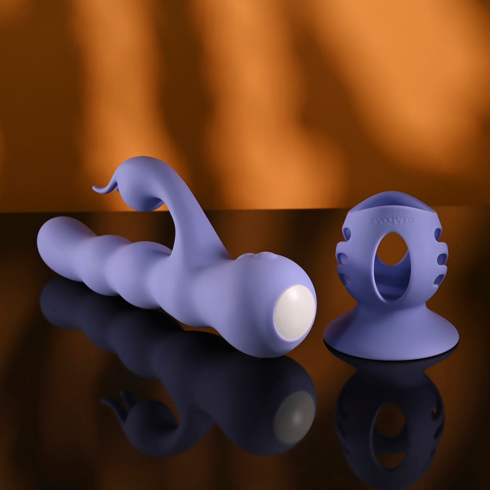 Evolved Wiggly Bunny Purple Usb Rechargeable Rabbit Vibrator With Suction Base