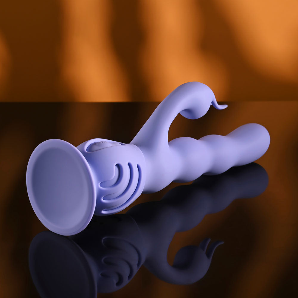 Evolved Wiggly Bunny Purple Usb Rechargeable Rabbit Vibrator With Suction Base