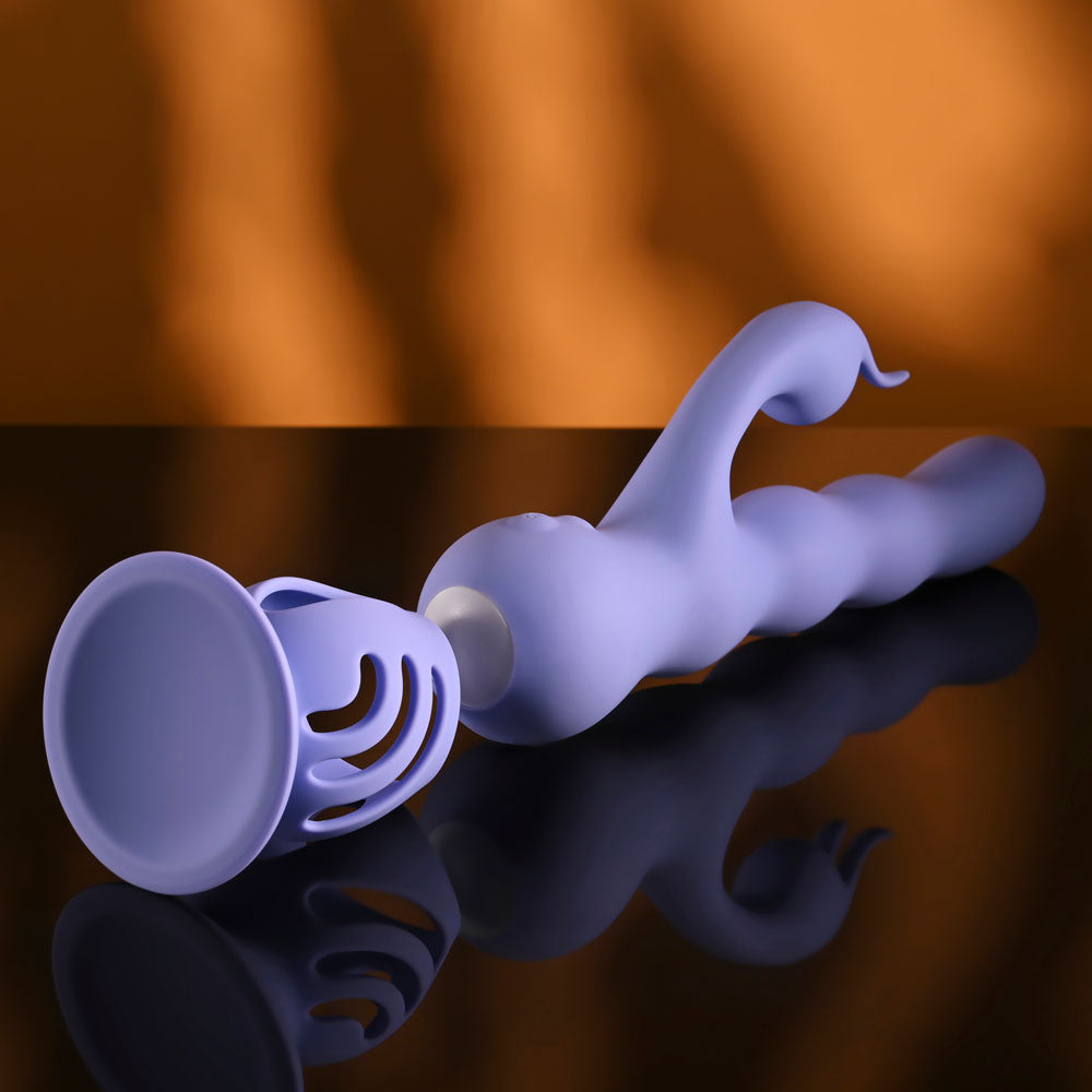 Evolved Wiggly Bunny Purple Usb Rechargeable Rabbit Vibrator With Suction Base