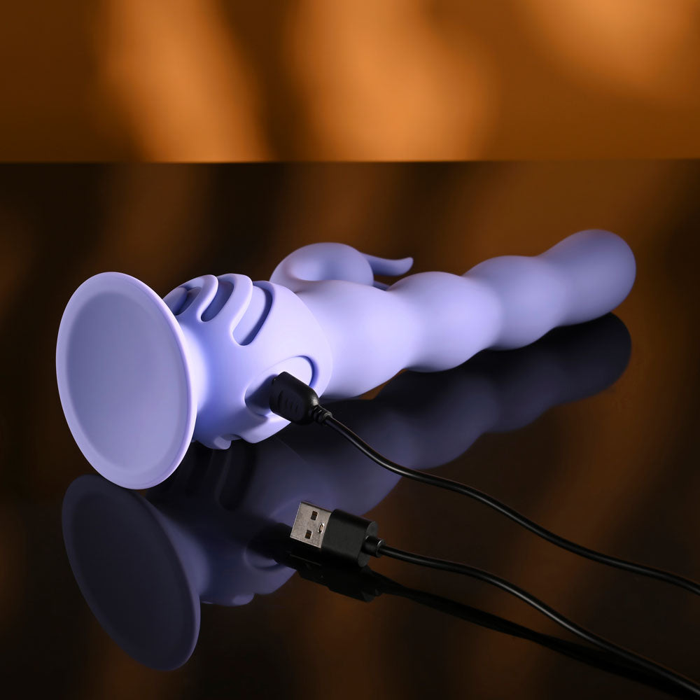 Evolved Wiggly Bunny Purple Usb Rechargeable Rabbit Vibrator With Suction Base