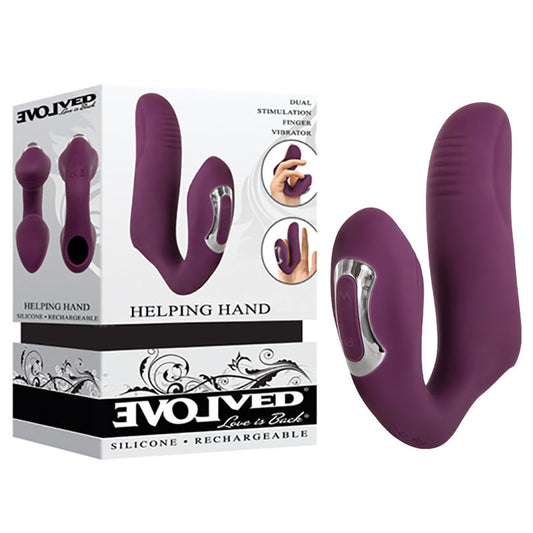 Evolved Helping Hand Purple Usb Rechargeable Dual Finger Stimulator