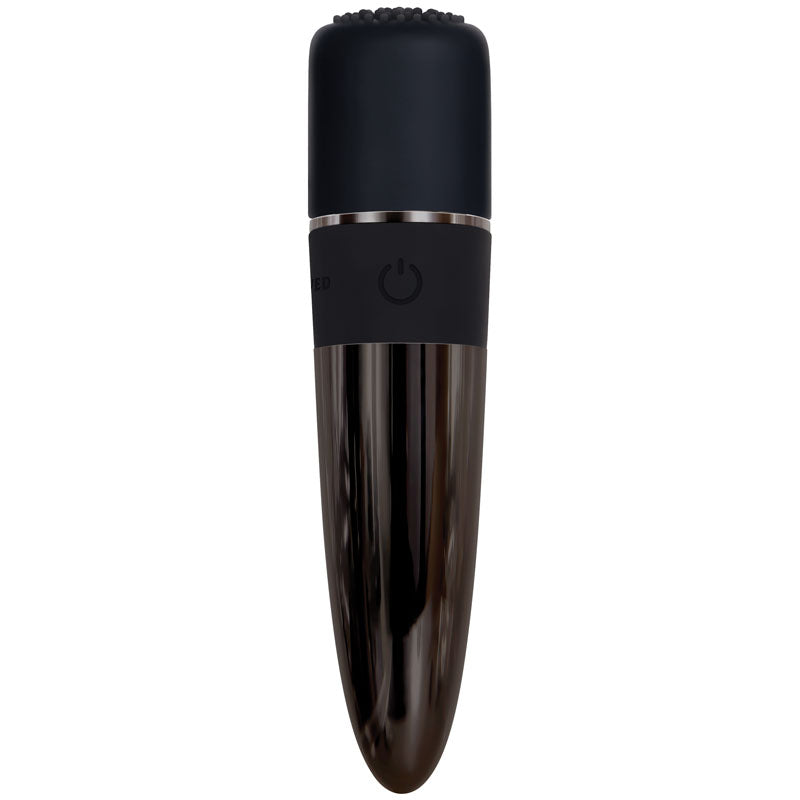 Evolved Tiny Treasures Black Chrome Usb Rechargeable Mini Massager With Attachable Heads