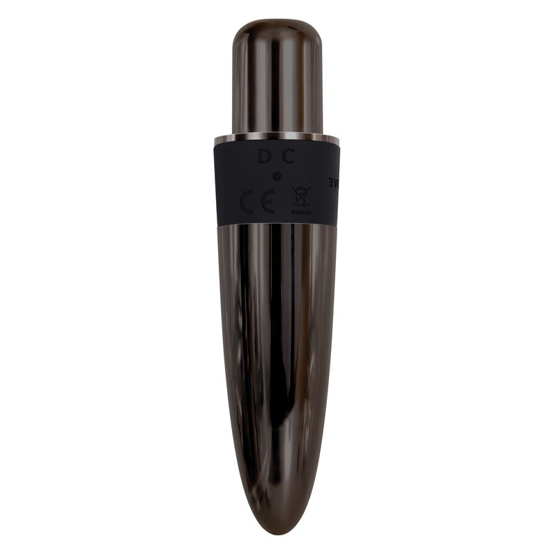 Evolved Tiny Treasures Black Chrome Usb Rechargeable Mini Massager With Attachable Heads