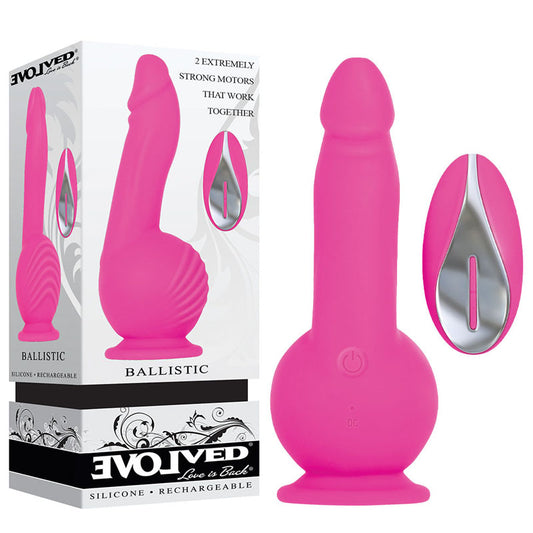 Evolved Ballistic Pink 19 Cm Usb Rechargeable Vibrating Dong With Balls Motor & Remote