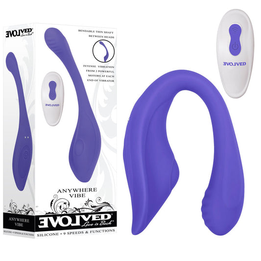Evolved Anywhere Vibe Purple Usb Rechargeable Flexible Vibe With Remote