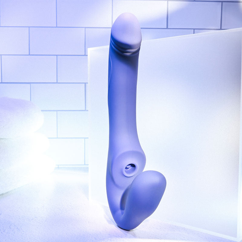 Evolved 2 Become 1 Purple 23.5 Cm Usb Rechargeable Strapless Strap On With Remote