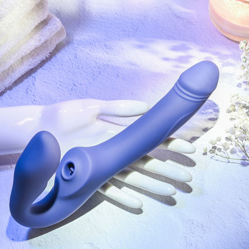Evolved 2 Become 1 Purple 23.5 Cm Usb Rechargeable Strapless Strap On With Remote