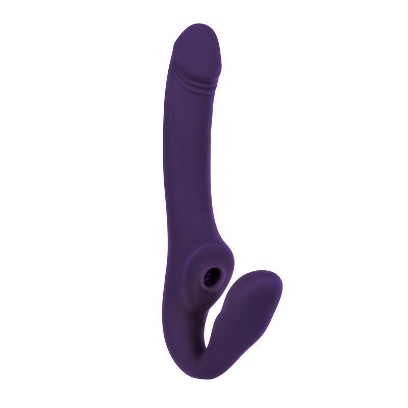 Evolved 2 Become 1 Purple 23.5 Cm Usb Rechargeable Strapless Strap On With Remote