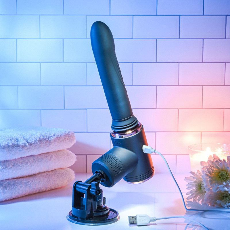 Evolved Too Hot To Handle Black Usb Rechargeable Thrusting Vibe With Stand