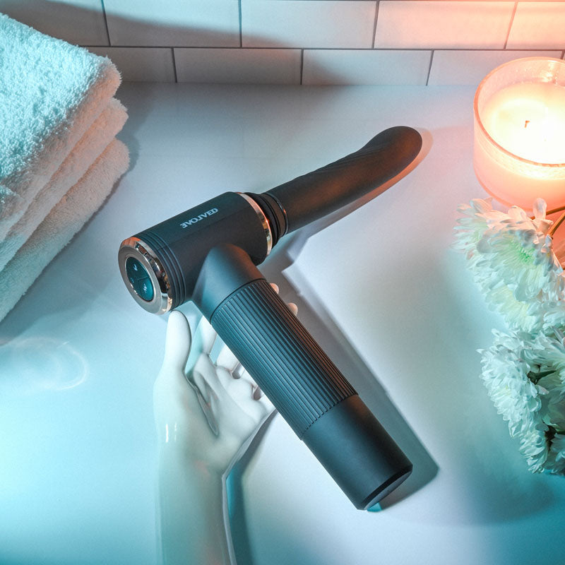 Evolved Too Hot To Handle Black Usb Rechargeable Thrusting Vibe With Stand