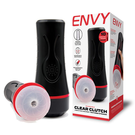 Envy Squeezable Clear Clutch Stroker Clear Vibrating Stroker