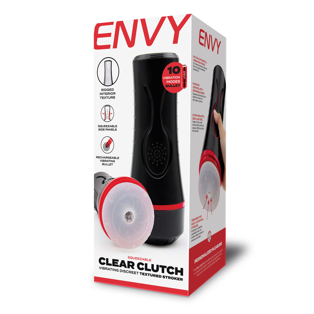 Envy Squeezable Clear Clutch Stroker Clear Vibrating Stroker