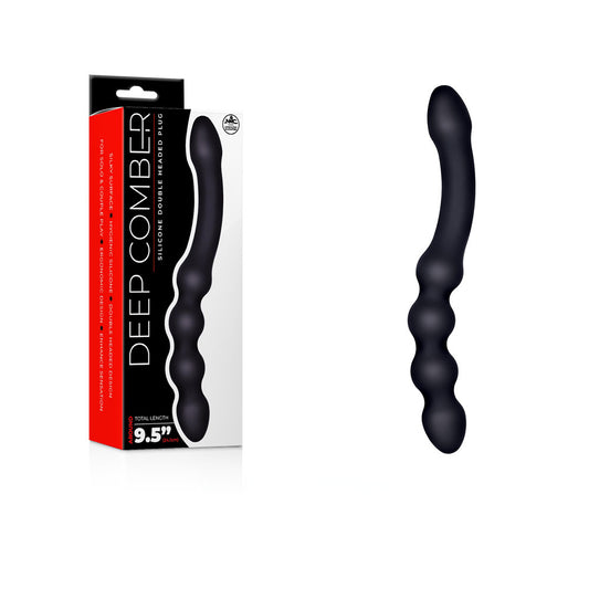 Deep Comber Black 24 Cm Silicone Beaded Double Dildo