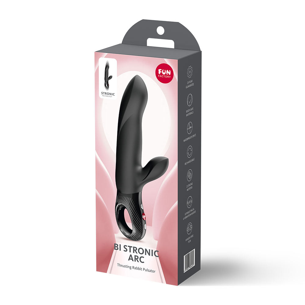 Fun Factory Bi Stronic Arc Black Black 21.6 Cm Usb C Rechargeable Thrusting Vibrator