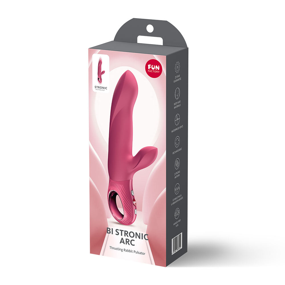 Fun Factory Bi Stronic Arc Raspberry Raspberry 21.6 Cm Usb C Rechargeable Thrusting Vibrator