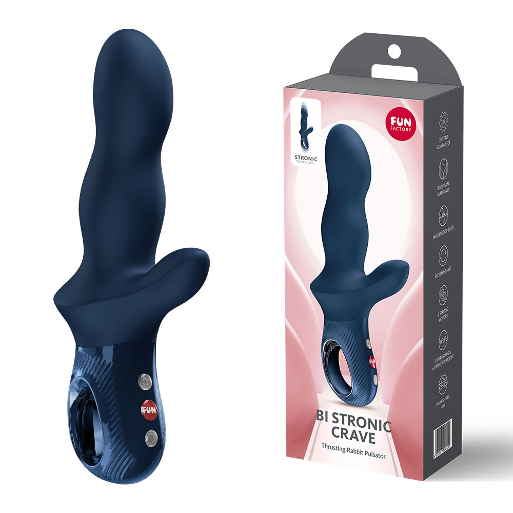 Fun Factory Bi Stronic Crave Nightblue Nightblue Usb C Rechargeable Thrusting Vibrator