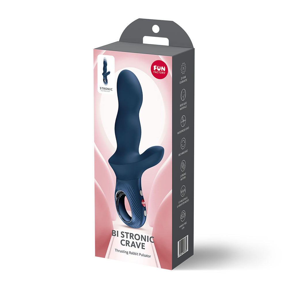Fun Factory Bi Stronic Crave Nightblue Nightblue Usb C Rechargeable Thrusting Vibrator