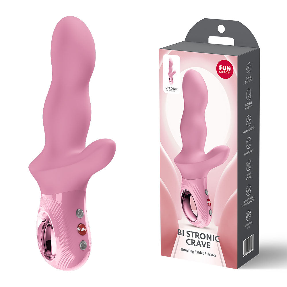 Fun Factory Bi Stronic Crave Rose Rose Usb C Rechargeable Thrusting Vibrator