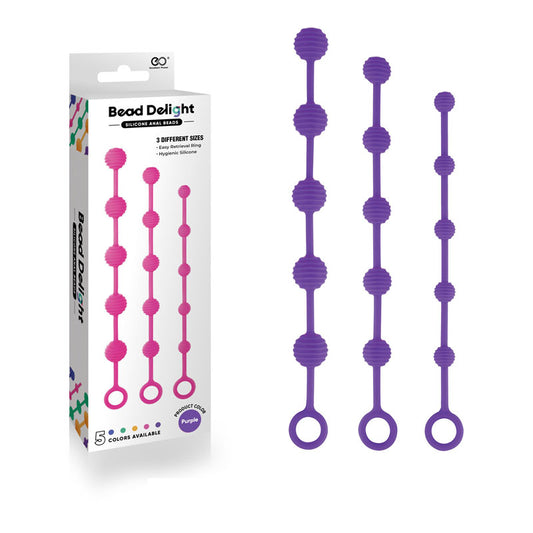 Bead Delight Silicone Anal Beads Purple Purple Anal Beads Set Of 3 Sizes