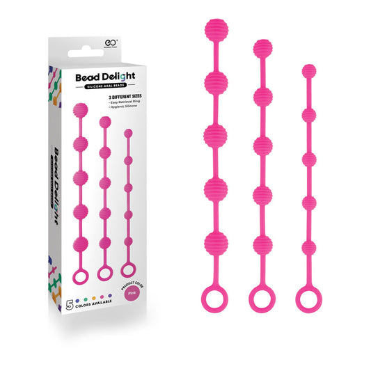 Pink Anal Beads Set Of 3 Sizes