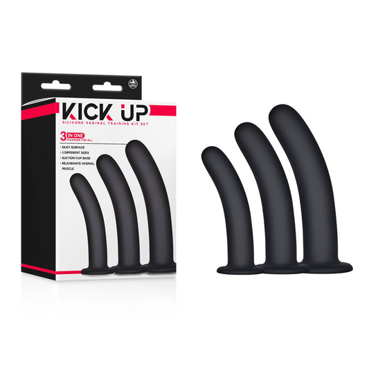 Kick Up Silicone Vaginal Training Kit Black Vaginal Dilators Set Of 3 Sizes