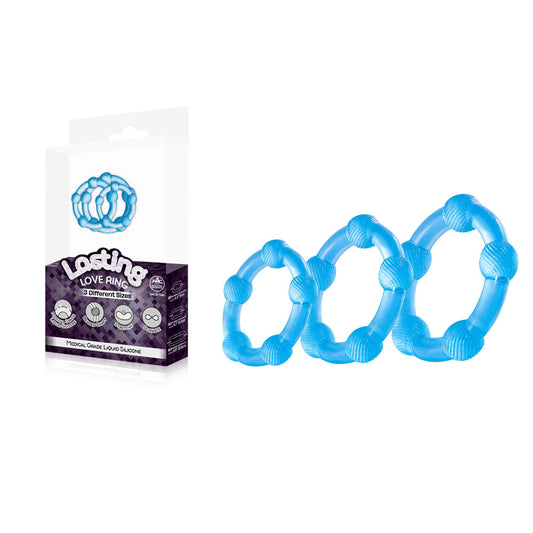 Lasting Love Ring 3 Piece Set Blue Blue Beaded Cock Rings Set Of 3 Sizes