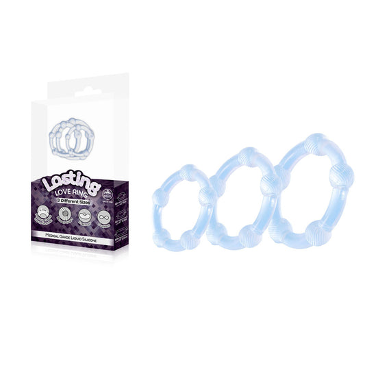 Lasting Love Ring 3 Piece Set Clear Clear Beaded Cock Rings Set Of 3 Sizes