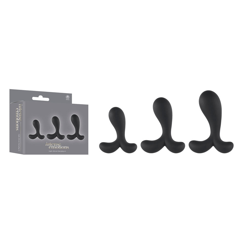 Intense Emotions Black Butt Plugs Set Of 3 Sizes